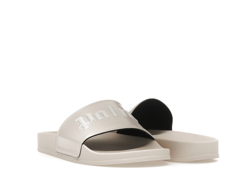 Palm Angels Logo Slide Beige White