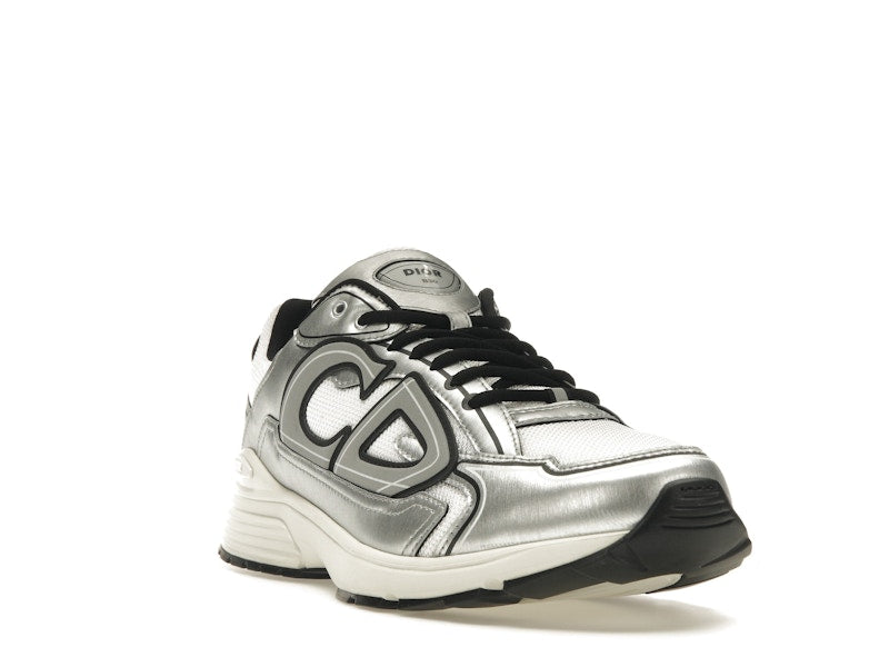 Dior B30 White Mesh Silver-Tone Metallic Calfskin