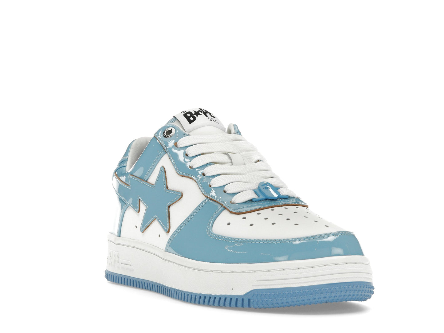 A Swimming Ape Bape Sta Cuir Verni Bleu Blanc