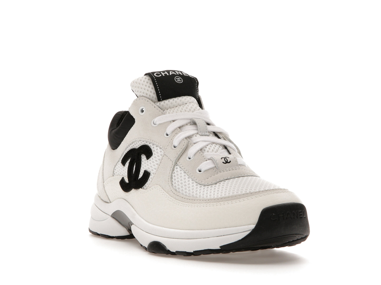 Chanel Low Top Trainer Suede White Black 