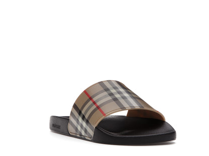 Burberry Furley Check Slides Archive Beige