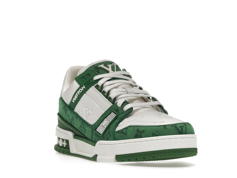 Louis Vuitton Trainer Green Monogram Denim White