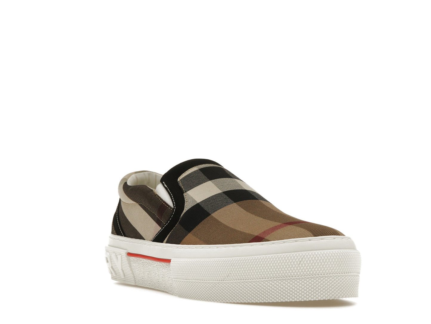 Burberry Slip On Sneakers Exaggerated Check Birch Brown White 