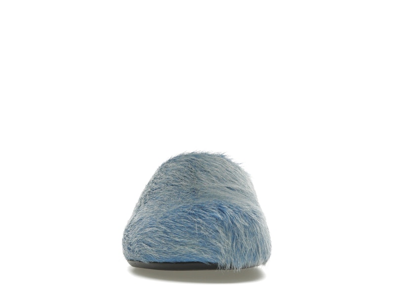 Marni Long Hair Calfskin Fussbett Sabot Mule Indigo