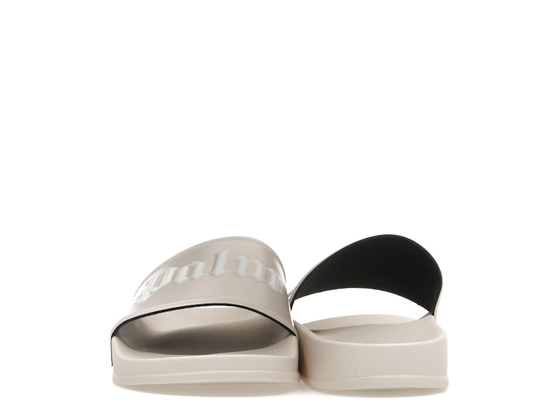 Palm Angels Logo Slide Beige White