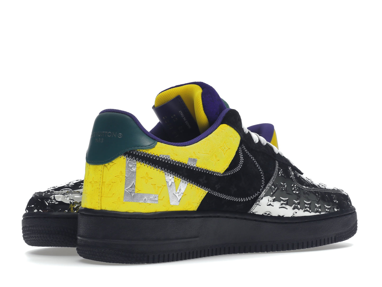 Louis Vuitton Nike Air Force 1 Low By Virgil Abloh Black Metallic Silver