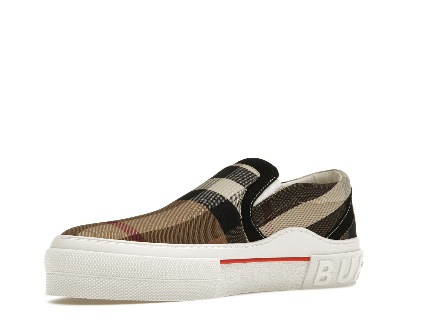 Burberry Slip On Sneakers Exaggerated Check Birch Brown White 