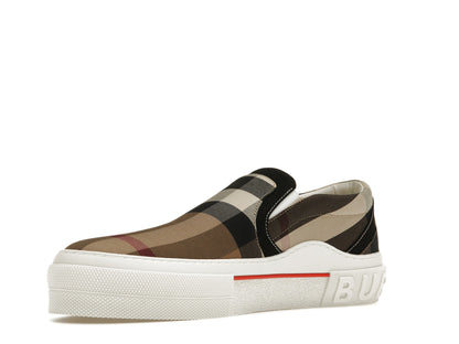 Burberry Slip On Sneakers Exaggerated Check Birch Brown White