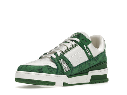 Louis Vuitton Trainer Green Monogram Denim White 