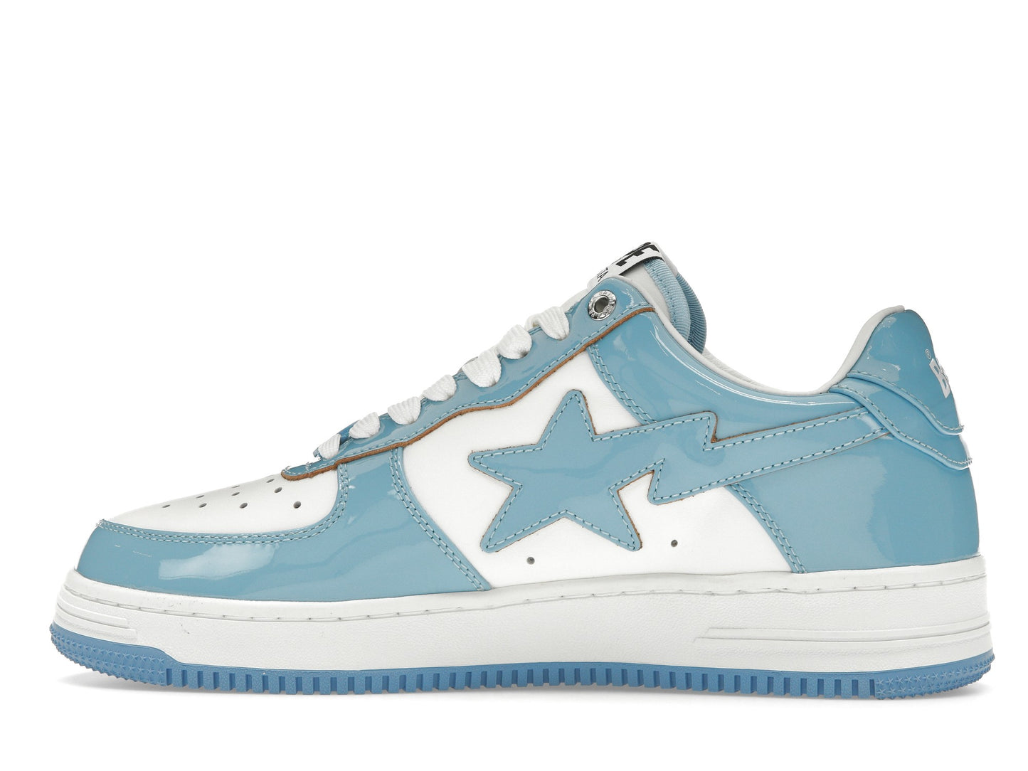 A Swimming Ape Bape Sta Cuir Verni Bleu Blanc