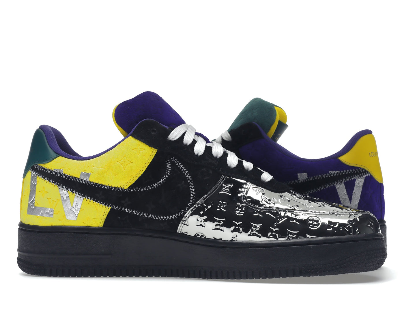 Louis Vuitton Nike Air Force 1 Low By Virgil Abloh Black Metallic Silver