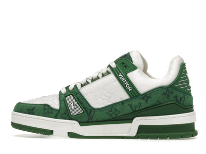 Louis Vuitton Trainer Green Monogram Denim White 