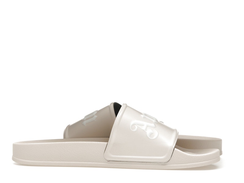 Palm Angels Logo Slide Beige White