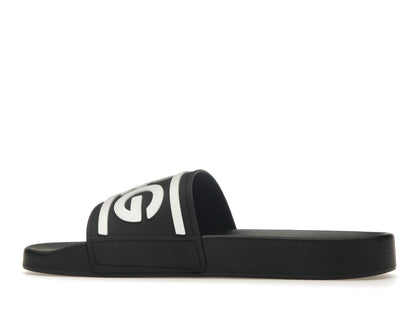 Dolce &amp; Gabbana Beachwear Sliders DG Logo Black White 