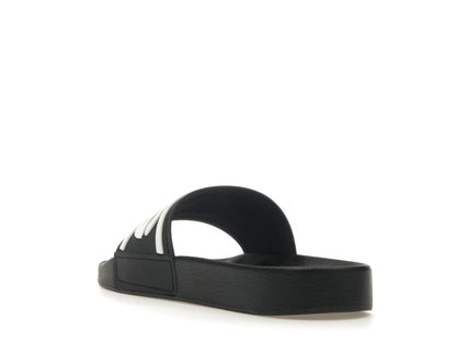 Dolce & Gabbana Beachwear Sliders DG Logo Black White