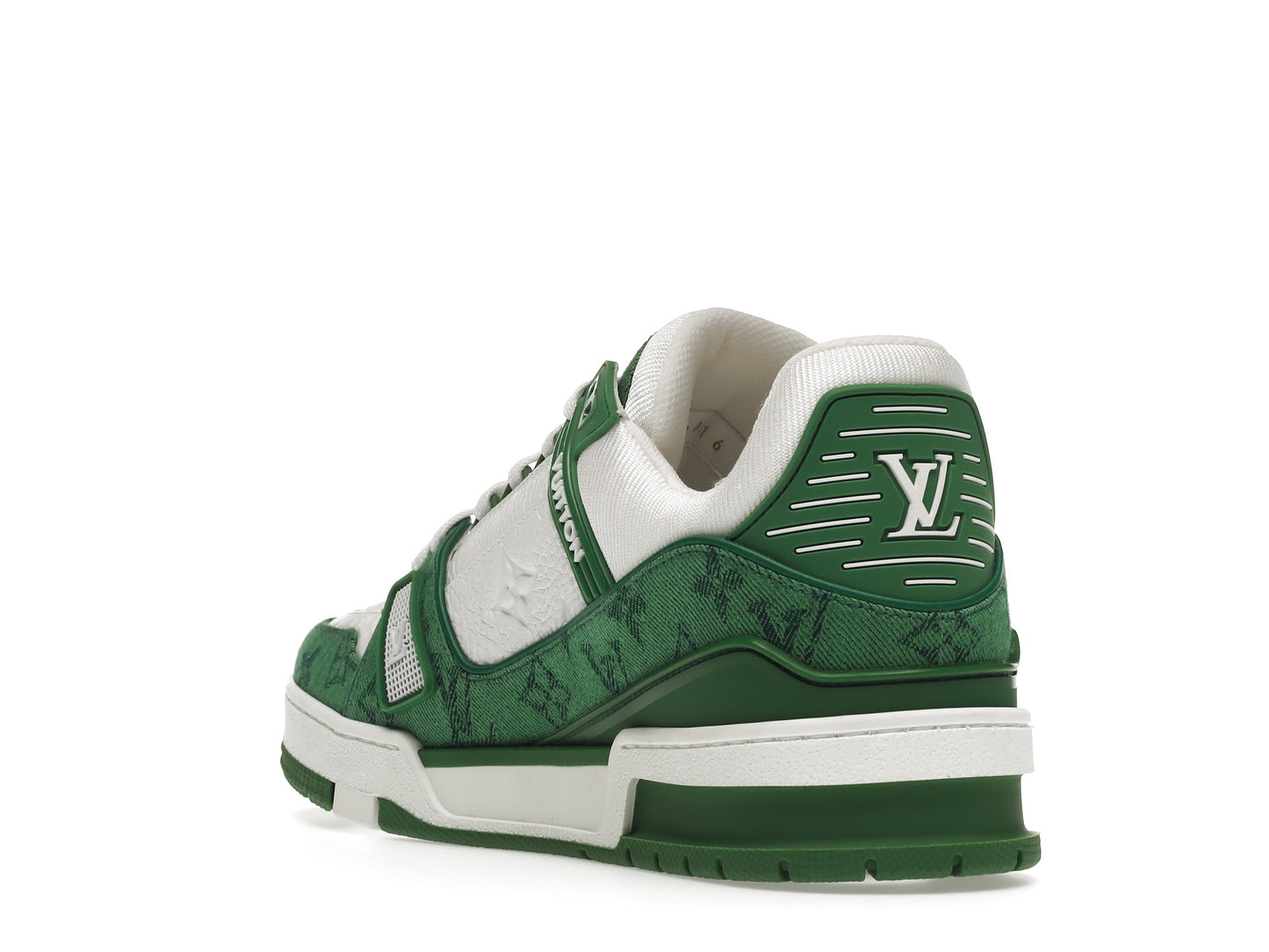 Louis Vuitton Trainer Green Monogram Denim White 