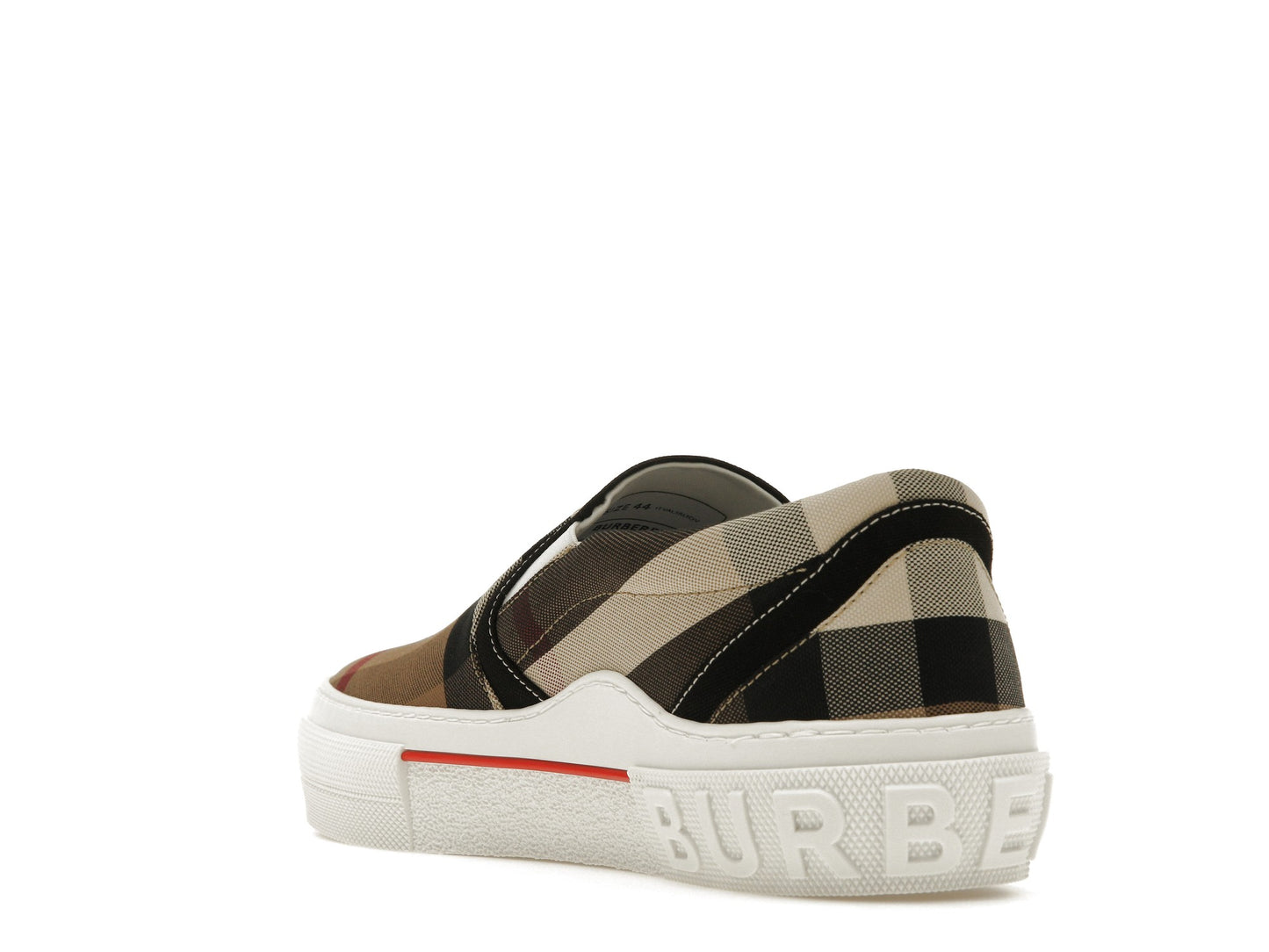 Burberry Slip On Sneakers Exaggerated Check Birch Brown White