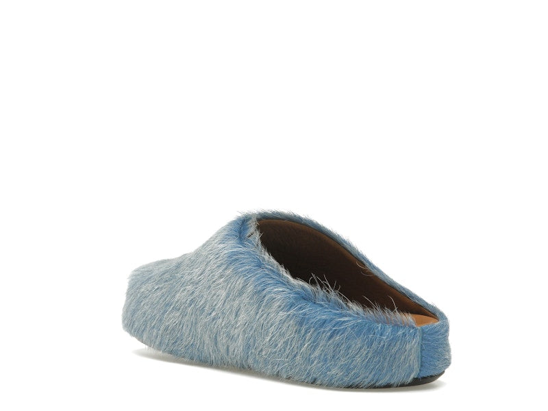 Marni Long Hair Calfskin Fussbett Sabot Mule Indigo
