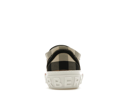 Burberry Slip On Sneakers Exaggerated Check Birch Brown White 