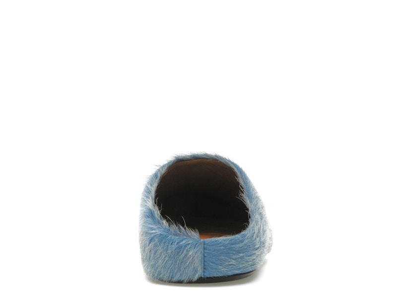 Marni Long Hair Calfskin Fussbett Sabot Mule Indigo