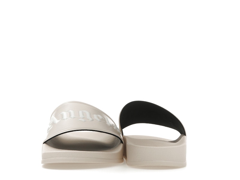 Palm Angels Logo Slide Beige White