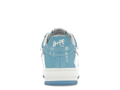 A Swimming Ape Bape Sta Cuir Verni Bleu Blanc