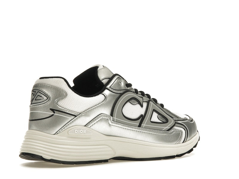 Dior B30 White Mesh Silver-Tone Metallic Calfskin