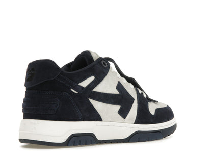 OFF-WHITE Out Of Office OOO Low Tops Navy Blue Suede