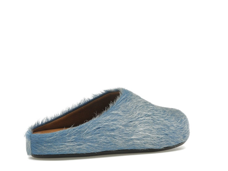 Marni Long Hair Calfskin Fussbett Sabot Mule Indigo