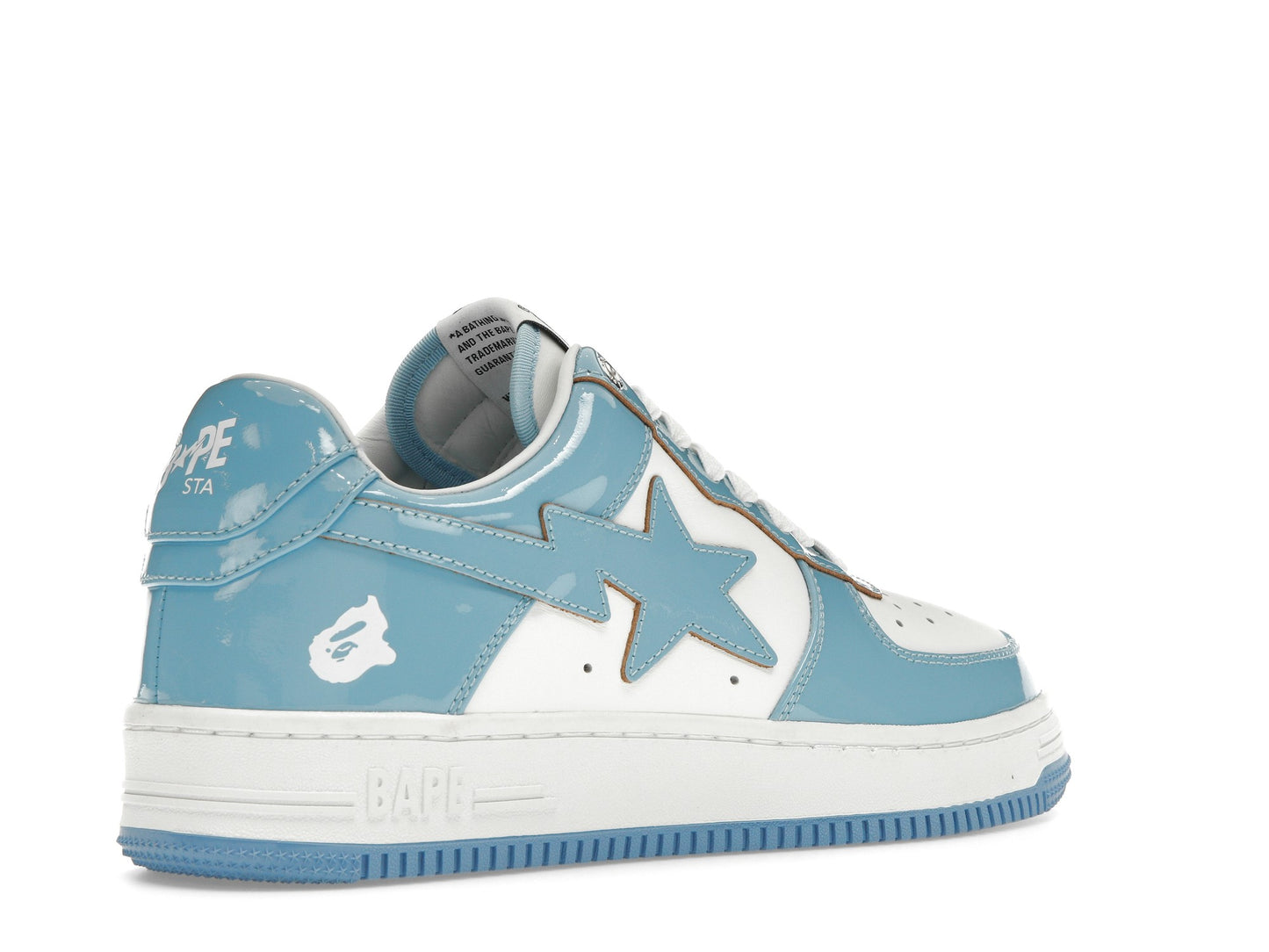 A Swimming Ape Bape Sta Cuir Verni Bleu Blanc