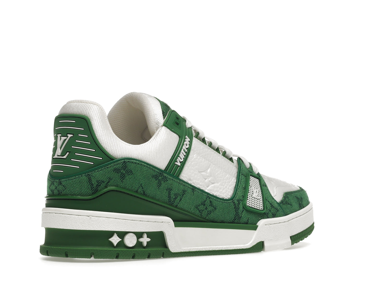 Louis Vuitton Trainer Green Monogram Denim White 