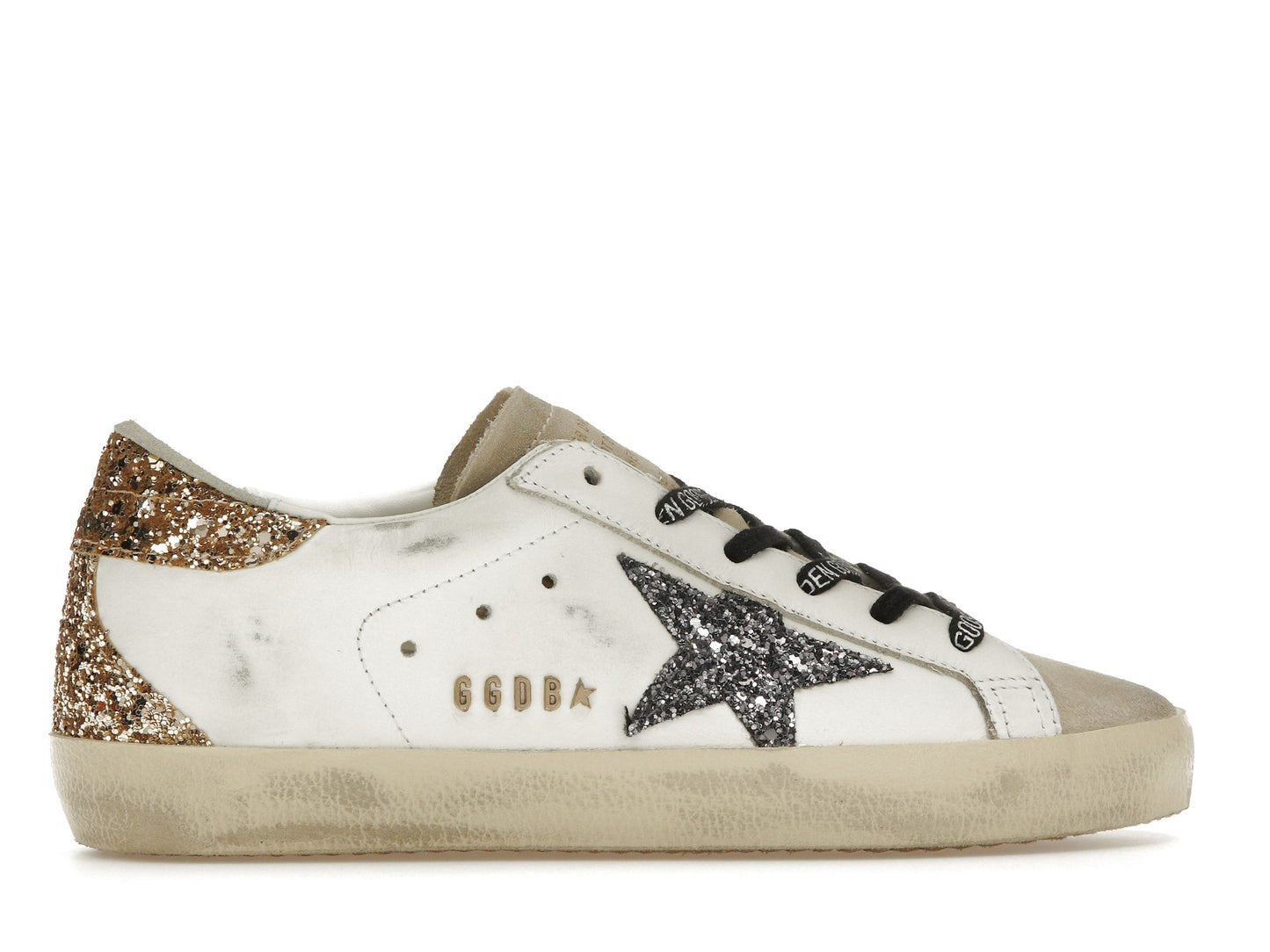 Golden Goose Super-Star White Silver Gold Glitter (Women's)