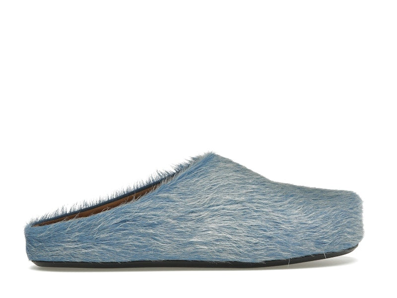 Marni Long Hair Calfskin Fussbett Sabot Mule Indigo