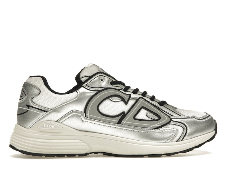 Dior B30 White Mesh Silver-Tone Metallic Calfskin