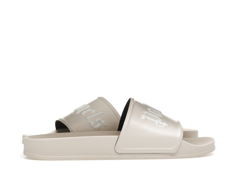 Palm Angels Logo Slide Beige White