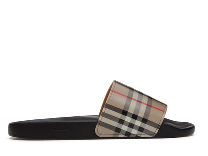 Burberry Furley Check Slides Archive Beige