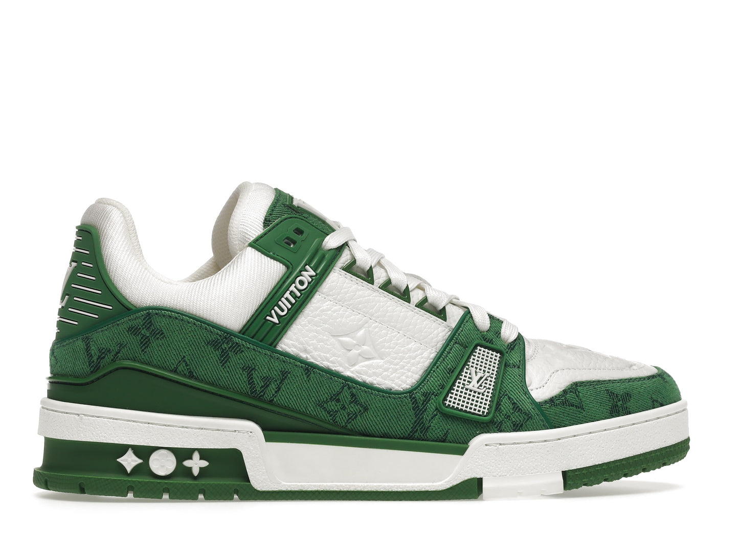 Louis Vuitton Trainer Green Monogram Denim White 