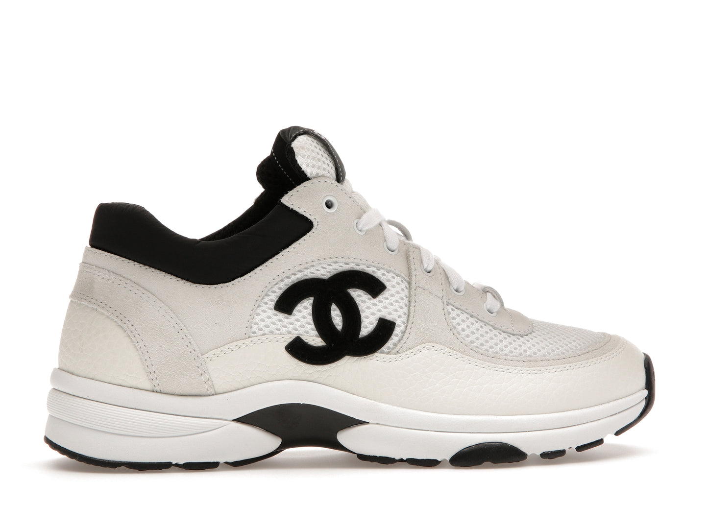 Chanel Low Top Trainer Suede White Black 