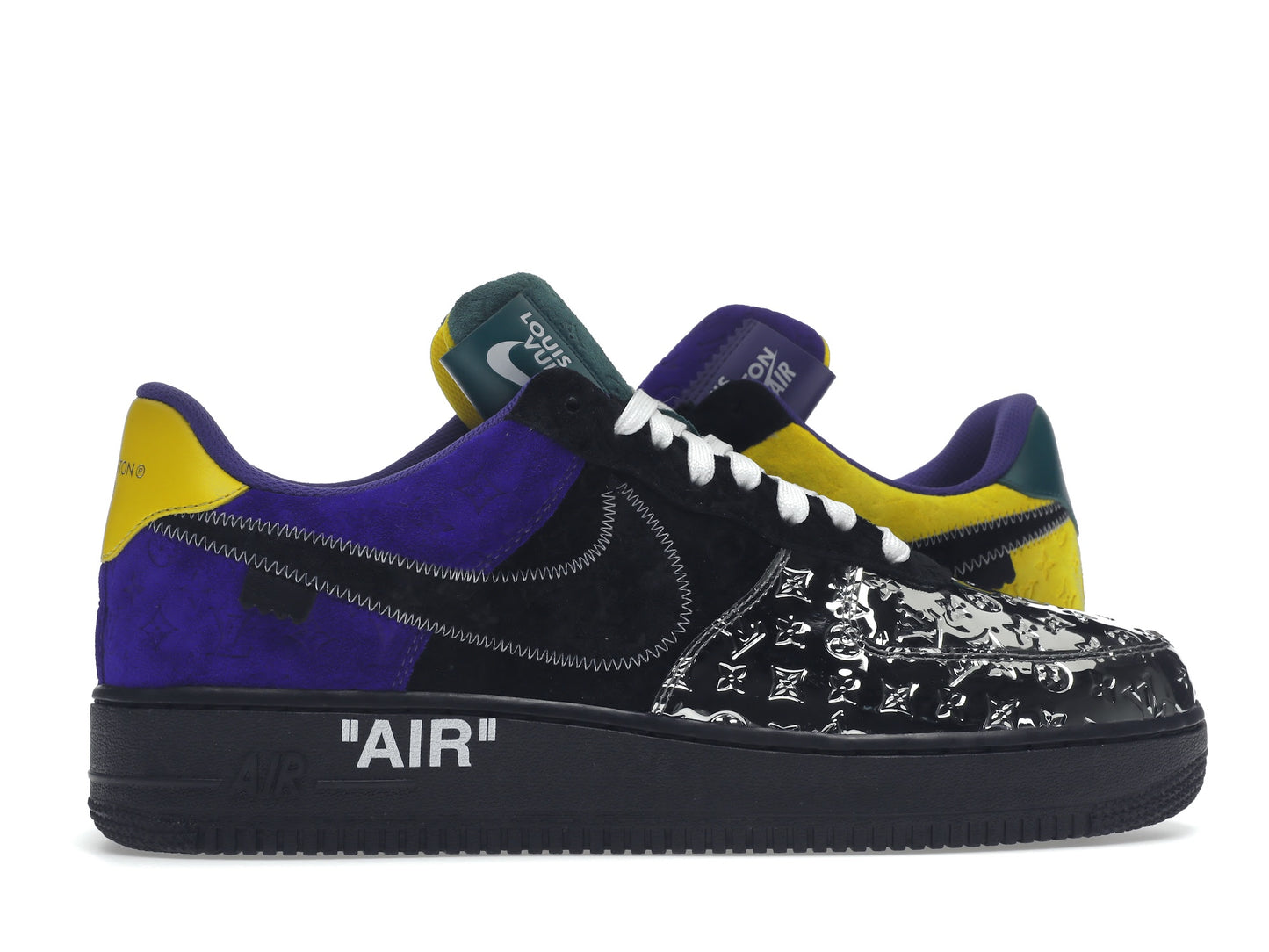 Louis Vuitton Nike Air Force 1 Low By Virgil Abloh Black Metallic Silver