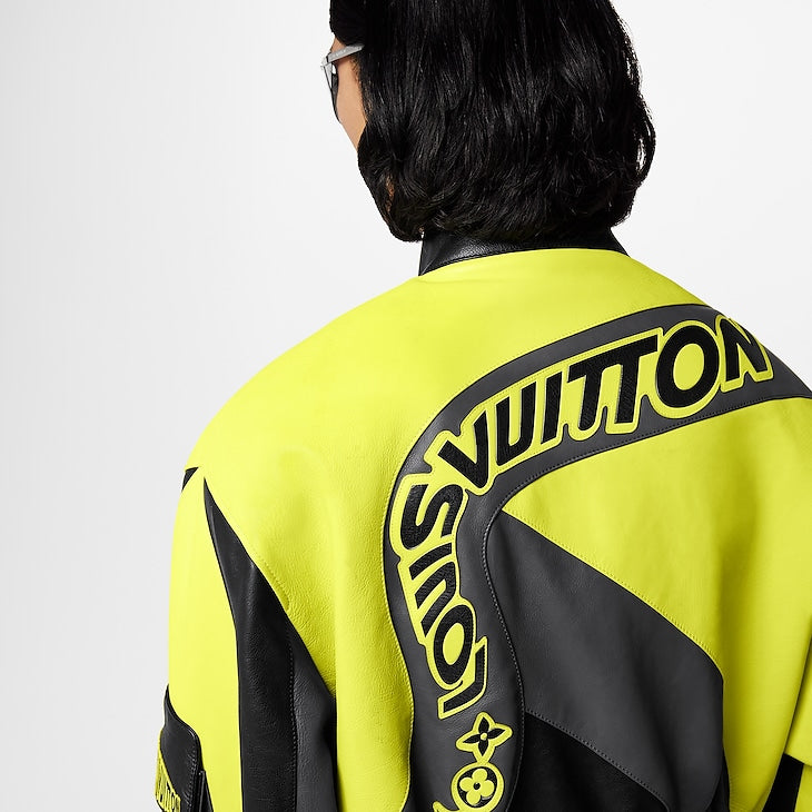 Veste moto en cuir dépareillée Louis Vuitton noire