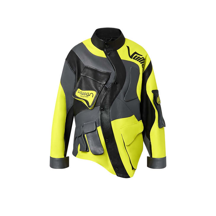 Veste moto en cuir dépareillée Louis Vuitton noire