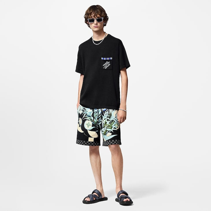 Louis Vuitton Embellished Short-Sleeved Cotton Crewneck Black