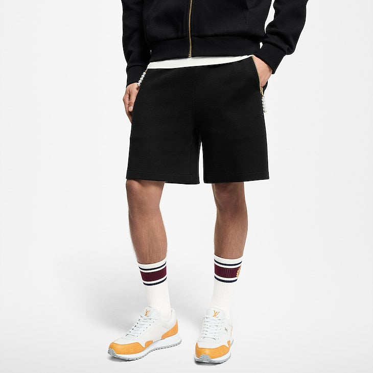 Short en jersey brodé Louis Vuitton noir