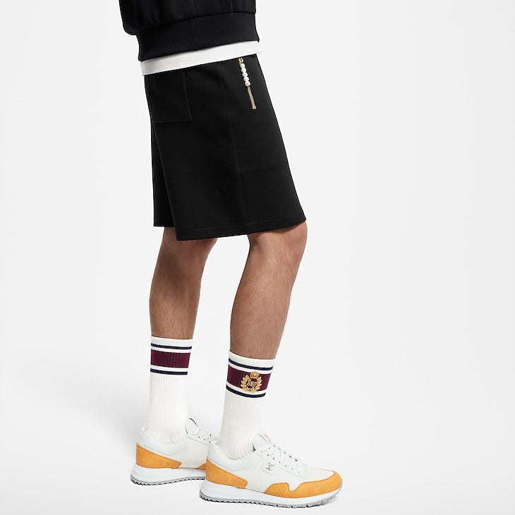 Short en jersey brodé Louis Vuitton noir