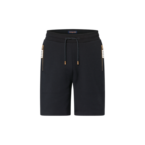Short en jersey brodé Louis Vuitton noir