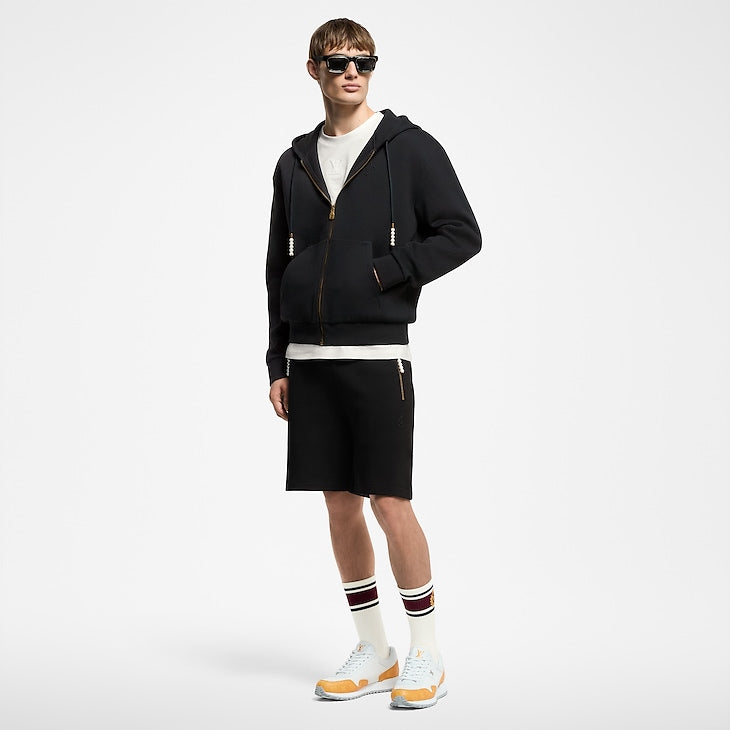 Short en jersey brodé Louis Vuitton noir