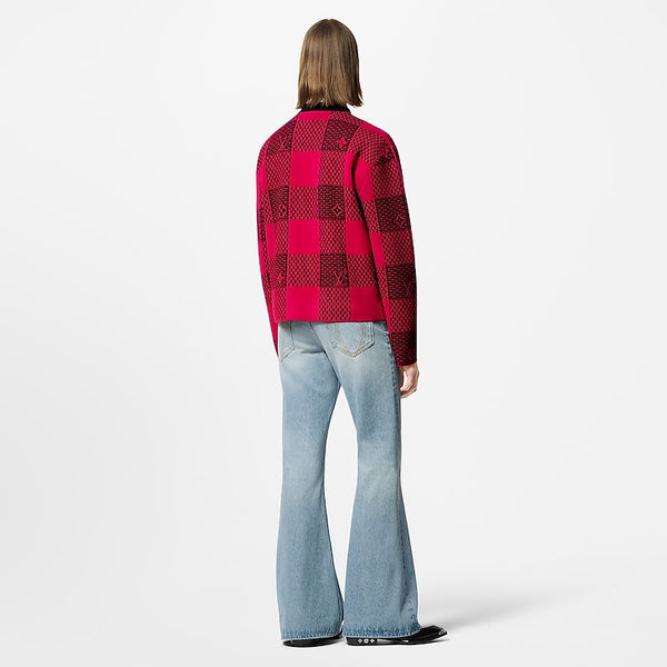 Damier wool round-neck sweater