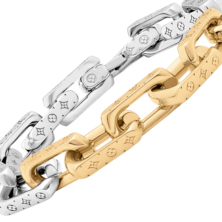 Monogram Chain Bracelet Silver and gold