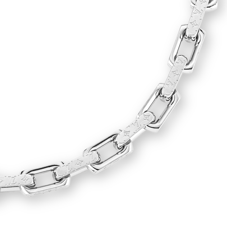 Louis Vuitton Monogram Chain Necklace Silver