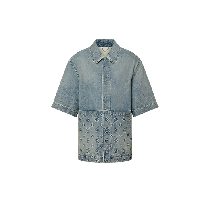 Louis Vuitton Short-Sleeved Denim Workwear Shirt Washed Denim